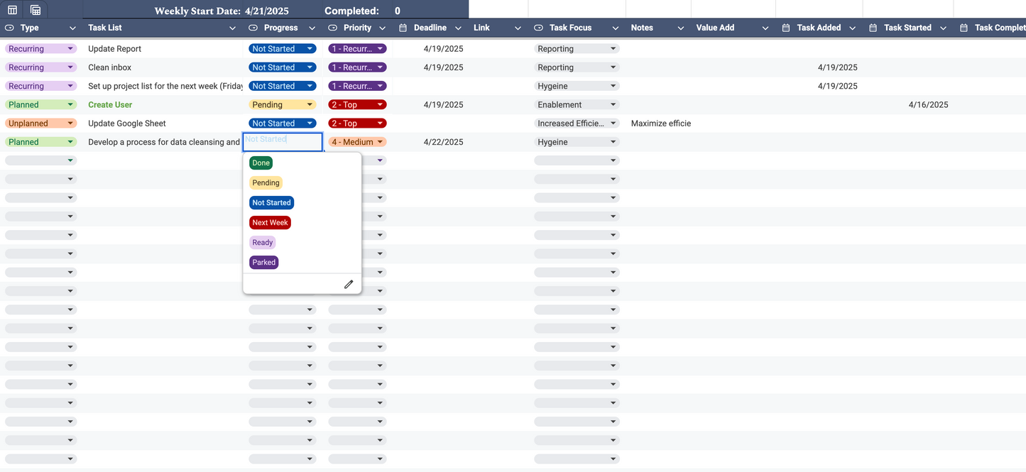 Automated & Non- Automated Task Trackers (Excel & Google Sheets)