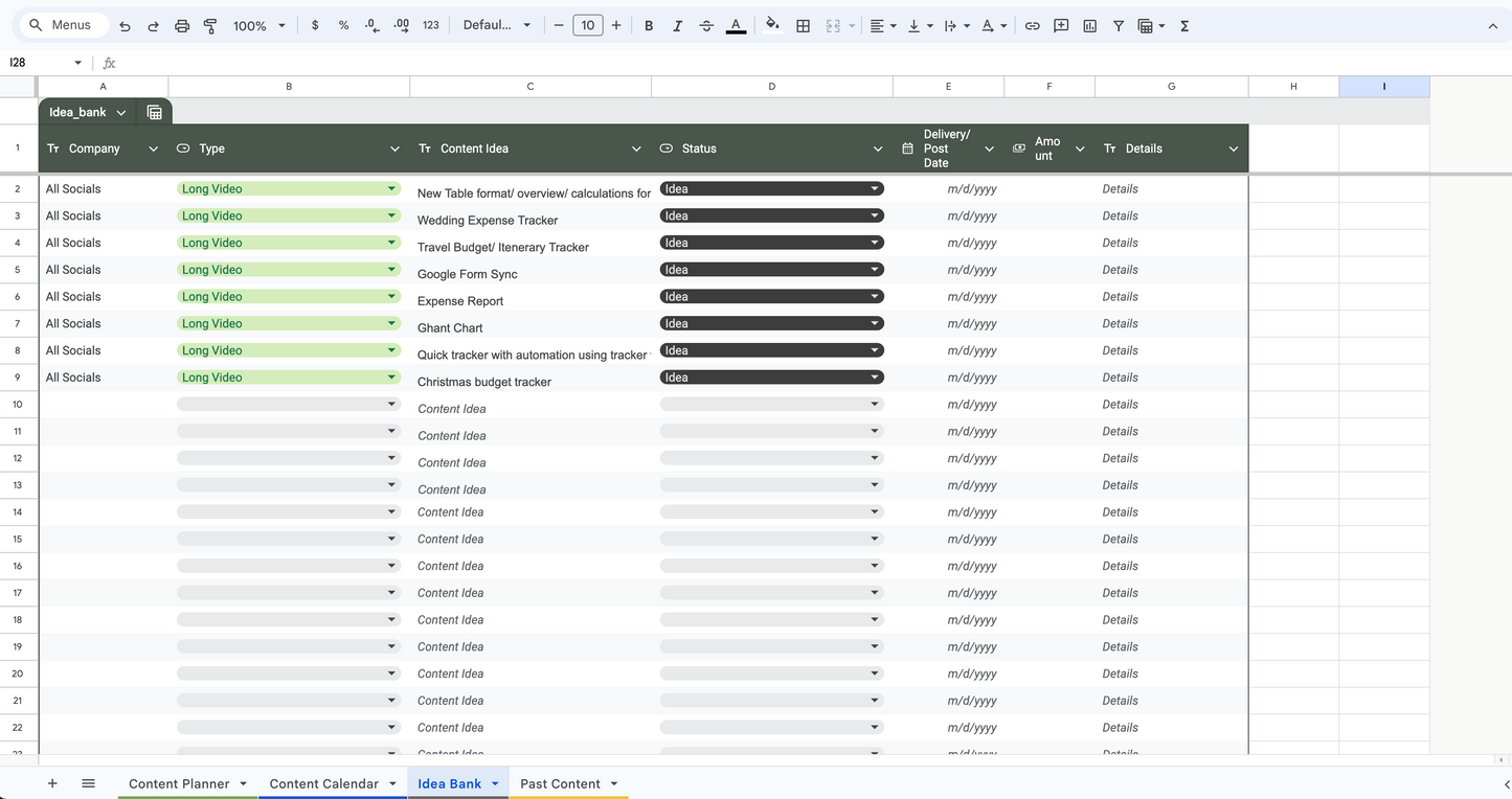 Automated Content Planner (Google Sheets Only)