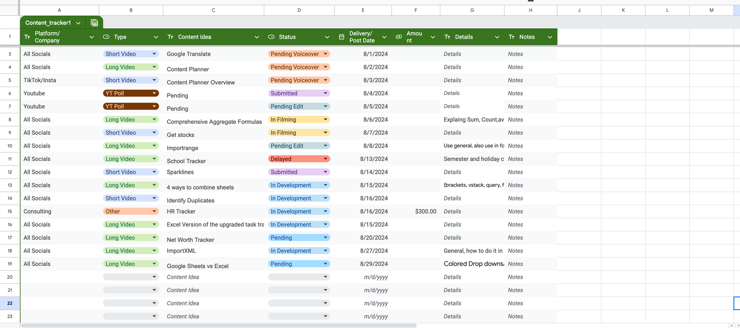 Automated Content Planner (Google Sheets Only)
