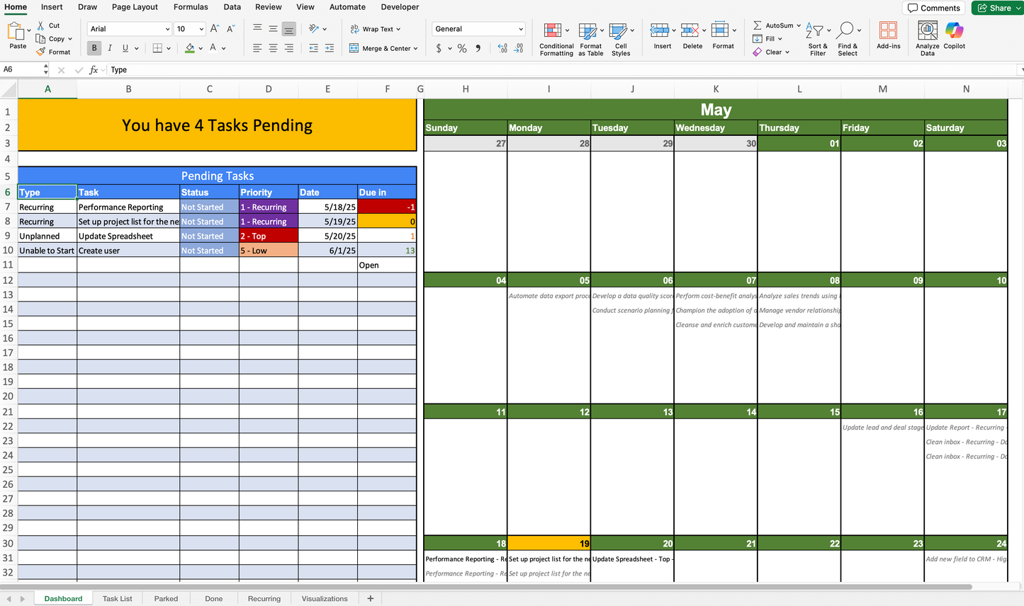 Automated & Non- Automated Task Trackers (Excel & Google Sheets)