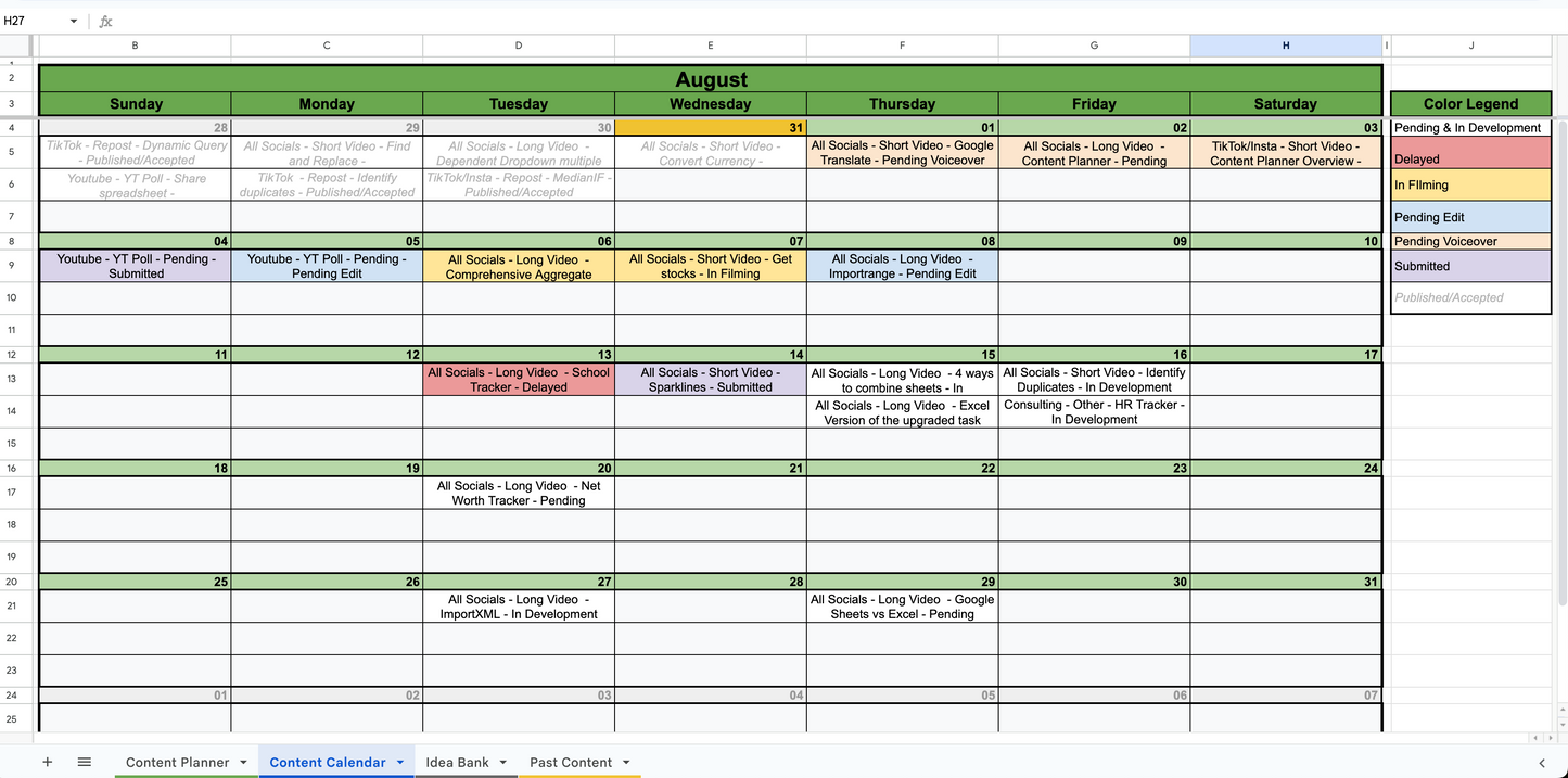 Automated Content Planner (Google Sheets Only)