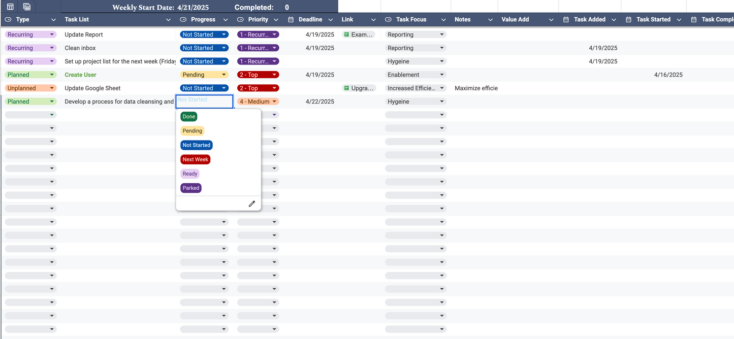 Automated & Non- Automated Task Trackers (Excel & Google Sheets)